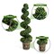 Set of 2 4FT Artificial Boxwood Spiral Topiary Trees for Indoor Outdoor Decor